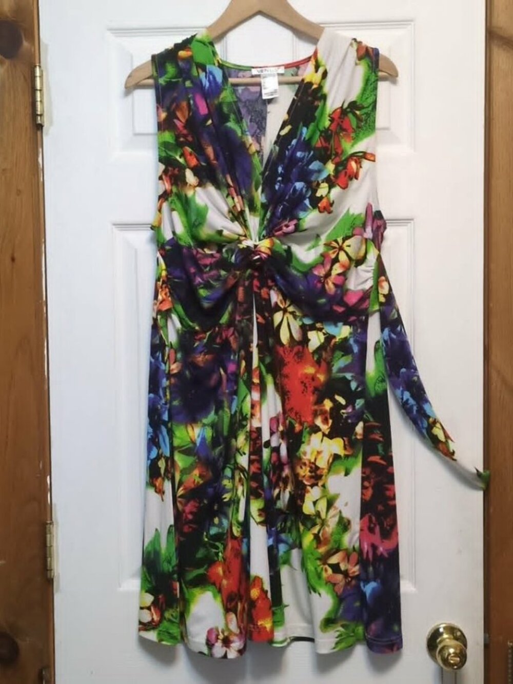 Venus Floral Twist Front Dress Sz XL Cheerful Colorful Dopamine Y2K Maximalist